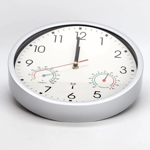 Nástěnné hodiny s rádiovým ovládáním, tiché, 25 cm, bílé
