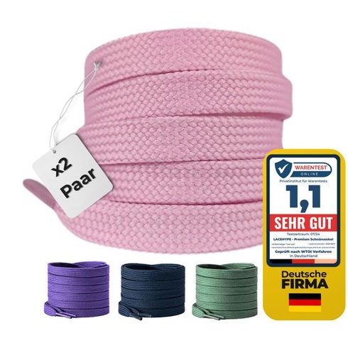 LaceHype - 2 páry prémiových šnúrok 10 mm, polyesterové šnúrky LC1 ružové 180 cm - 2 páry