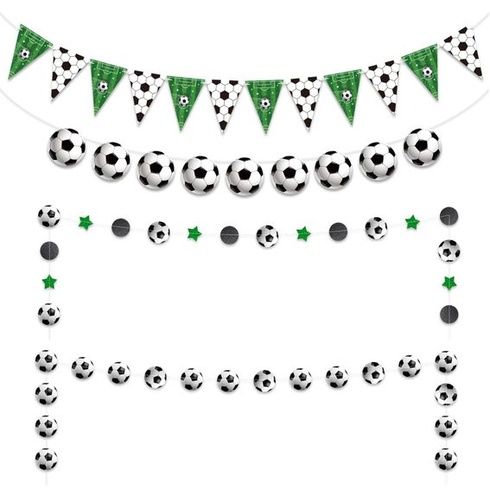 4 futbalové dekoračné bannery, futbalová narodeninová dekorácia girlanda, futbalové párty dekorácie