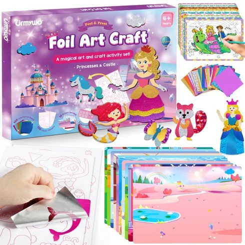 URMYWO Zábava z fólie pro děti, Princeznovské umění z fólie pro děti, Kreativní sady pro dívky ve
