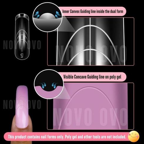 NOVO OVO Halloween Curved Dual Form, Zakrivené štvorcové dvojité formy na nechty na predĺženie