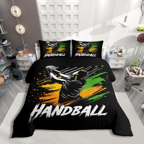 Pánske obliečky Homewish Handball 135x200 čierna žltá zelená 135*200+80*80*1