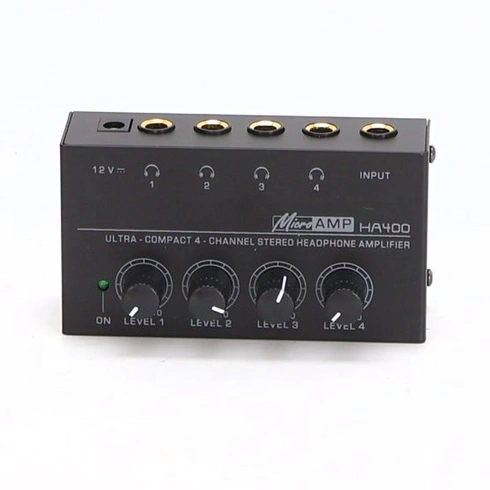SinLoon HA400 4kanálový stereo sluchátkový zesilovač, kovový mini audio rozbočovač s nezávislým