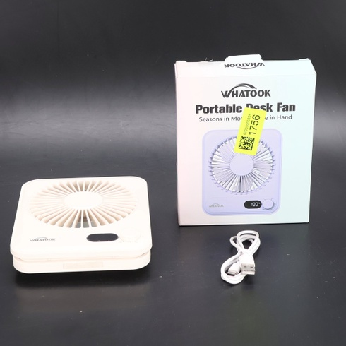 Dobíjecí stolní ventilátor, bílý