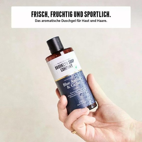 Sprchový gel Brooklyn Soap Company pro muže 1 litr - Sprchový gel s modrým jantarem a cedrem -
