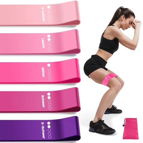 Fitness gumy, odporové gumy, 5 barev v závislosti na úrovni odporu, růžové