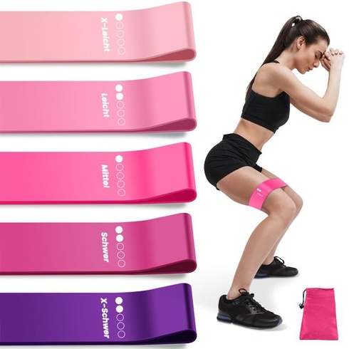 Fitness gumy, odporové gumy, 5 farieb v závislosti od úrovne odporu, ružové