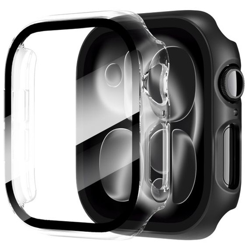 Diruite 2dielne púzdro pre Apple Watch Series 11/10 46mm ochranné púzdro čierne + priehľadné 46mm