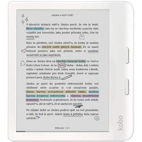 Čítačka e-kníh Kobo Libra Colour (N428-KU-WH-K-CK) biela, vystavené na predajni