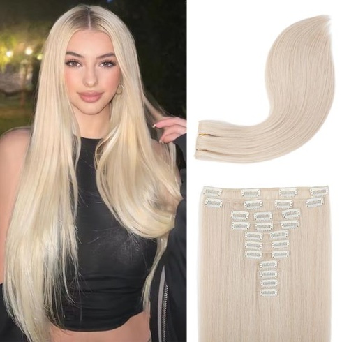 REECHO Clip-in prodlužování vlasů - 11dílné clip-in prodlužování vlasů pro ženy, 71 cm dlouhé rovné