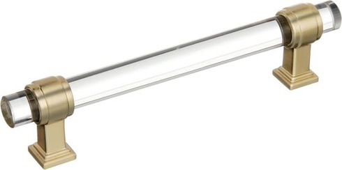 Úchytka skrinky Amerock BP36655CBBZ Glacio, 14 cm, číra a zlatá šampanská, rozstup 128 mm, číra a