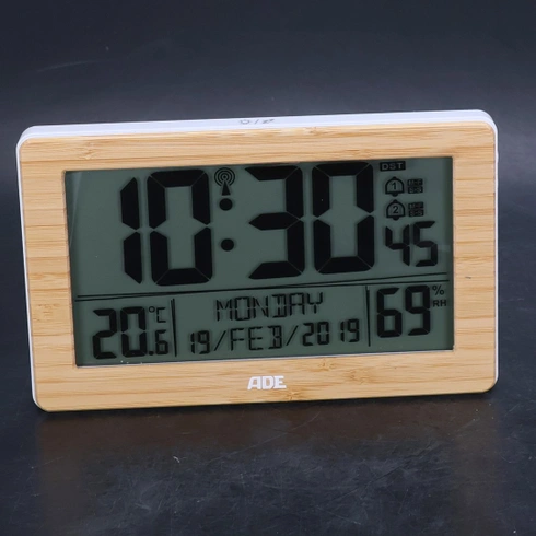 Digitálne rádiom riadené hodiny ADE XL s extra veľkými číslicami | Stolové hodiny s 2 časmi budenia a