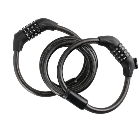Zámok na bicykel a kolobežku GK102.705, dvojitý kombinačný zámok, 125 cm, 12 mm, čierny - N
