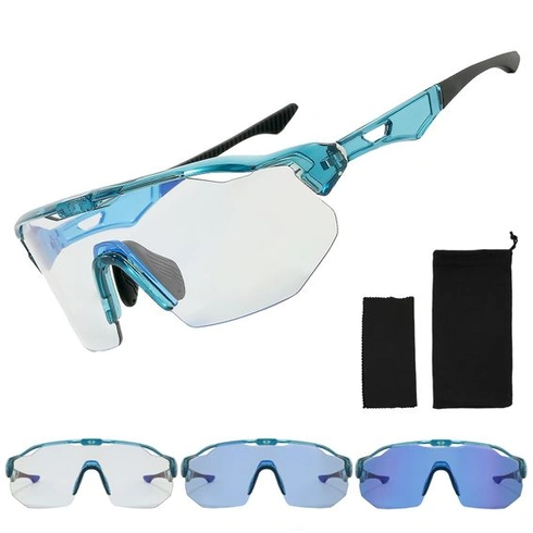Fotochromatické cyklistické brýle pro muže i ženy, s pouzdrem na čočky a čisticím hadříkem,
