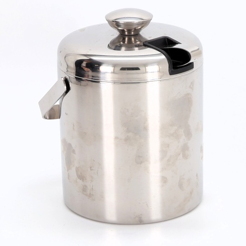 Nerezový zásobník na ľad SilverRack s vekom a kliešťami [1,3l] - zásobník na ľad na ľadové kocky