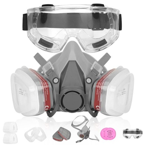 Opakovaně použitelný respirátor, plynová maska s filtrem, 22 prachových filtrů a 1 pár ochranných