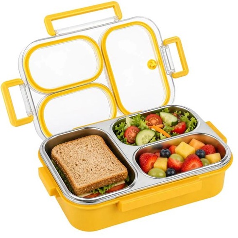 Detský desiatový box z nerezovej ocele, 3 priehradky, 750 ml, desiatový box a bento box