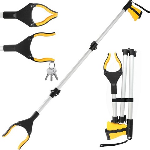 Drapač na sbírání předmětů, 108cm drapač pro seniory, sběrač odpadků, žlutý