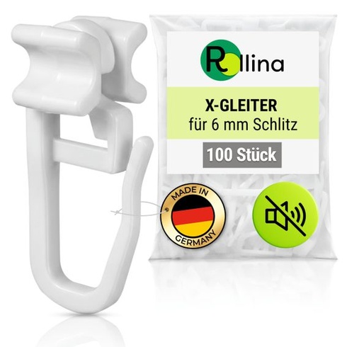 X-gliders | Záclonové háčiky pre koľajnice so šírkou drážky 6 mm | Záclonové háčiky 100 X-gliders