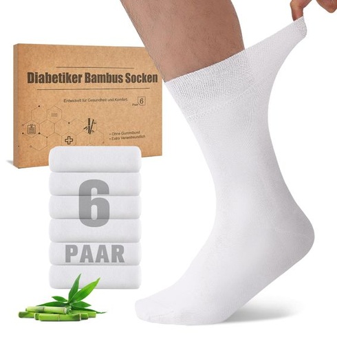 Bambusové diabetické ponožky Niorasen, 6 párov diabetických ponožiek bez elastickej manžety a bezšvíkové,