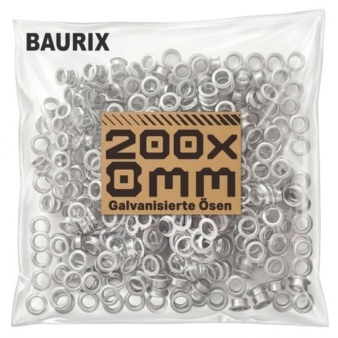 BAURIX® 200 oček Ø8 mm pro TALOS – pouze očka, plachty a markýzy 200x očka (8 mm) bez lisovací