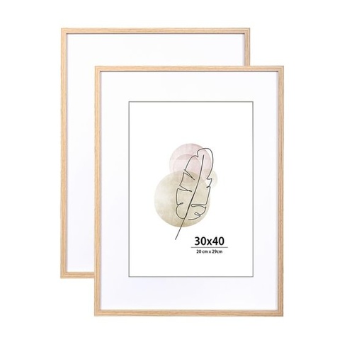 KAIWIN Fotorámiky 30x40 dubové drevo fotorámiky 2 ks MDF s akrylovým sklom na zavesenie v obývacom