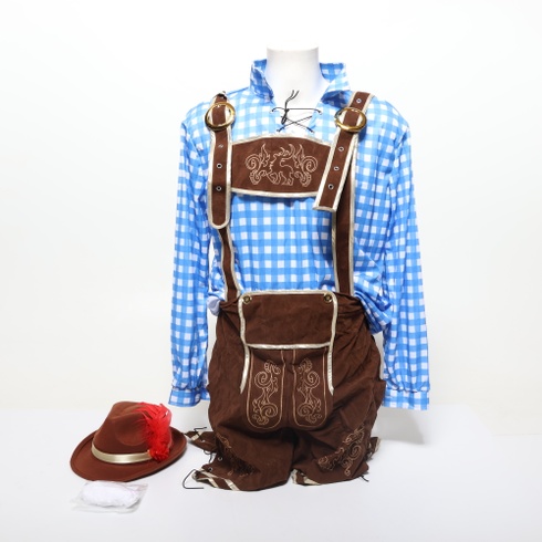 Pánsky kostým Spooktacular Creations s modrými kockami a nemeckým bavorským vzorom na Oktoberfest