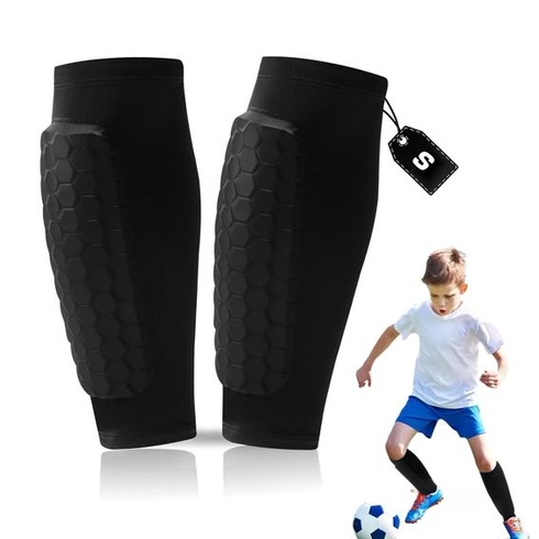 Nárazuvzdorné chrániče holení na futbal pre deti, pohodlné a priedušné, čierne, veľkosť S
