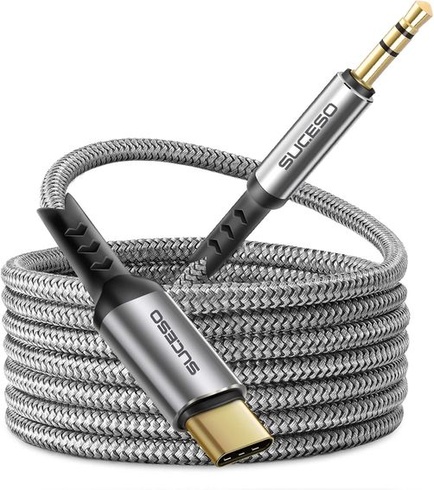 Kábel SUCESO USB-C na 3,5 mm Aux s audio konektorom typu C Kábel USB-C na 3,5 mm Aux kompatibilný so