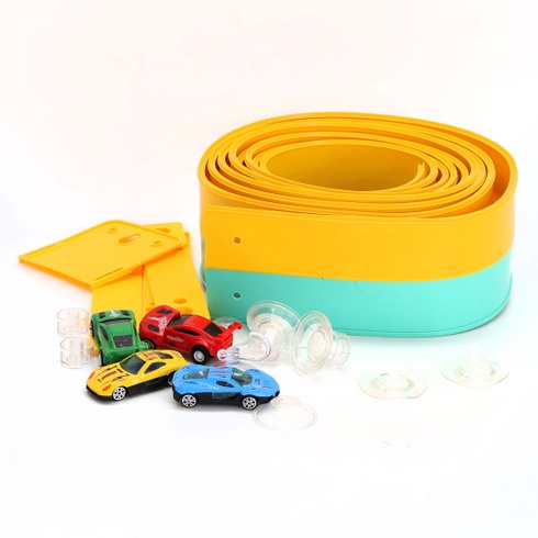 Snookids flexibilný autodrom pre deti 3, 4, 5, 6 rokov, autodrom 4,6 m so 4 autíčkami, závodné auto