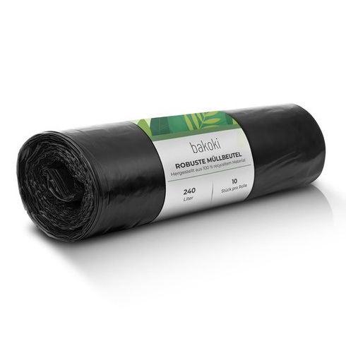 Pytle na odpad 240 l - 10 rolí, odolné proti roztržení, pevné, 10 kusů (1 balení), černé (extra