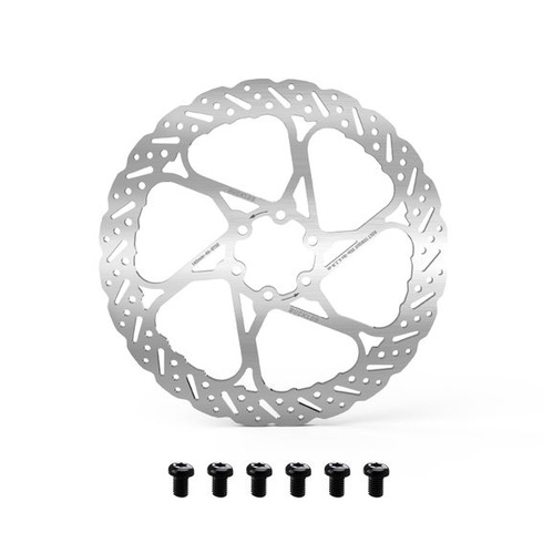 140mm 6-dierkový nerezový brzdový kotúč na bicykel so 6 skrutkami, biely, 140 mm - 1 ks