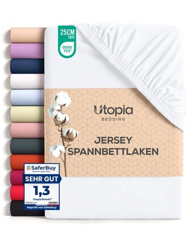 Posteľná bielizeň Utopia Jersey napínacia prestieradlo biela 120 x 200 cm 120 x 200 cm biela