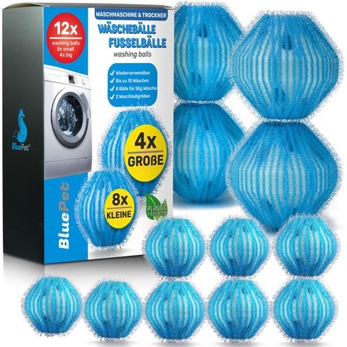 BluePet 12x Odstraňovač zvířecích chlupů do pračky, kuličky na žmolky a sušička 12x sada světle