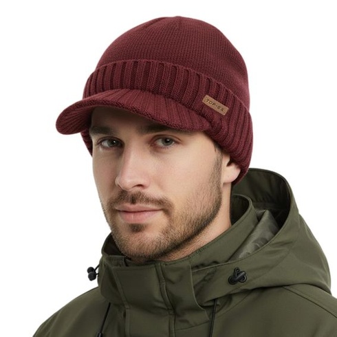 Čepice TOP-EX PolarWool™ z merino vlny s kšiltem a fleecovou podšívkou, velikost M–XXL, nepromokavá