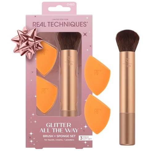 Sada štetcov a hubiek Real Techniques Glitter All The Way, limitovaná edícia, 3dielna darčeková sada