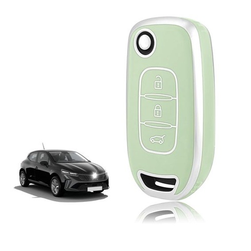 Pouzdro na klíče pro Renault Clio 5, Twingo 3, Megane 4, Trafic 3, zeleno-stříbrné, 3 tlačítka