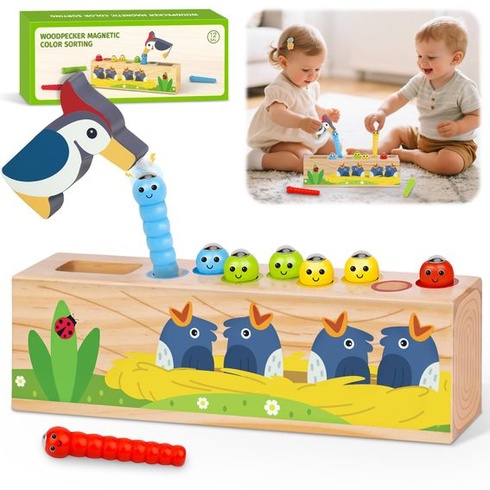 Montessori hračky pro věk 1, 2 a 3 let: Magnetické dřevěné hračky pro 1-3 roky