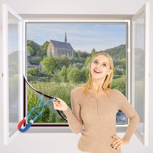 NeatiEase DIY magnetická sieť proti hmyzu na okno, max. 100 x 130 cm, magnetický rám pre okná sa