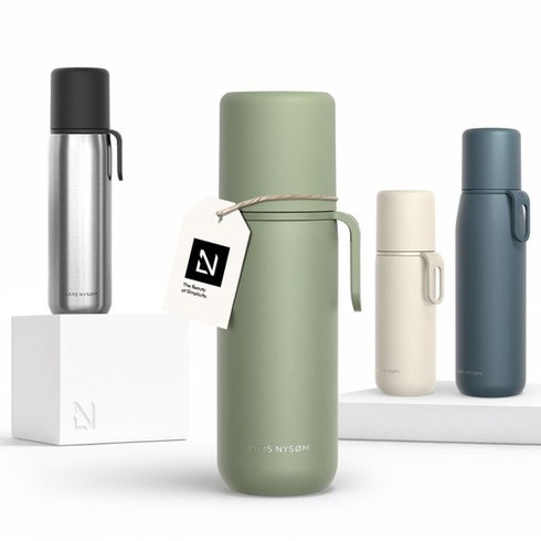 Termoska LARS NYSØM s hrnčekom 500ml - nerezová termoska šalviovo zelená 500 ml