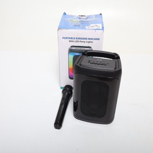 Karaoke systém Ankuka se 2 mikrofony, přenosný Bluetooth reproduktor s LED světly, TF/USB, AUX,