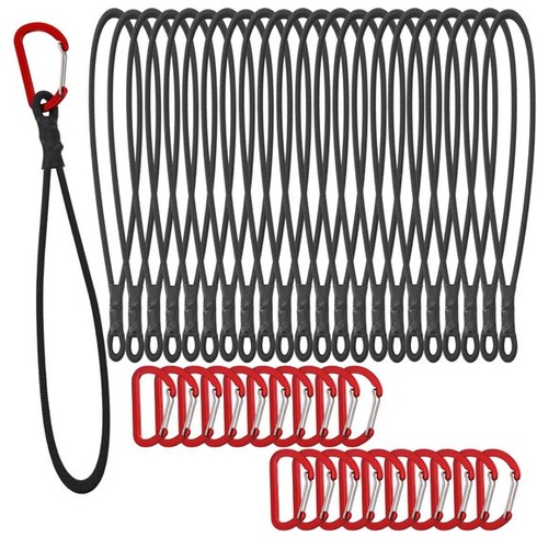 20 bungee šnúr s háčikmi, 25cm expandéry s karabínami. Vysoko kvalitné bungee šnúry s háčikmi pre