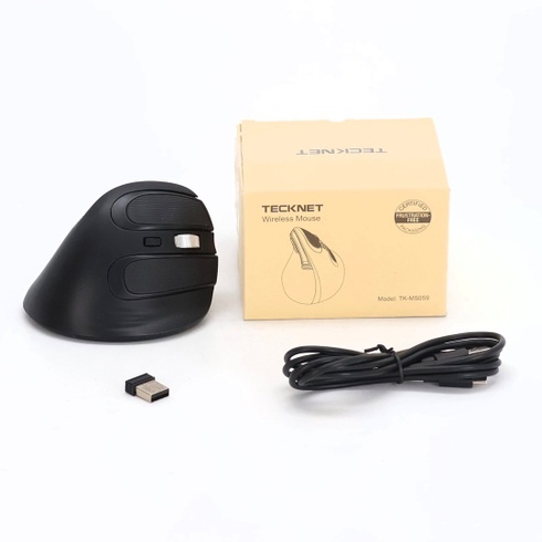 Ergonomická Bluetooth myš TECKNET, 2,4G dobíjacia bezdrôtová vertikálna myš s rozlíšením 4800 DPI,