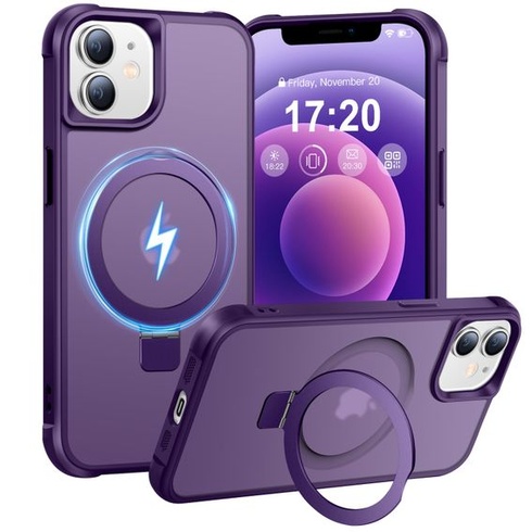 Puzdro pre iPhone 12/12 Pro s magnetickým stojanom, fialové