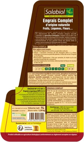 SOLABIOL KOMPLETNÍ TEKUTÉ HNOJIVO - ŠOČNÁ CENA 1 L PLECHOVKA SOLICOMP1