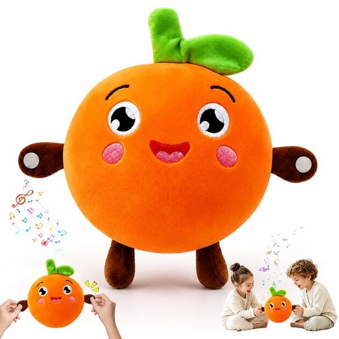 Interaktívna hudobná plyšová hračka s dotykovým senzorom, oranžová plyšová hračka