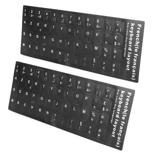 Samolepky na francúzsku klávesnicu, 2 kusy, 1,3x1,1cm/0,5x0,4 palca, náhradné písmená na