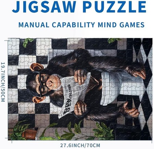 Puzzle 1000 dílků - Opice sedící na záchodě - Barevné pro domácí dekorace, dárky a rodinné herní