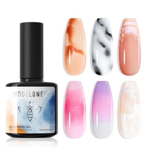 Modelones Blooming Gel Nagellack 10ML UV LED gelový lak na nehty pro malování nehtů, mramor,