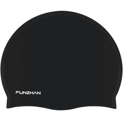 Silikonová plavecká čepice, voděodolná plavecká čepice pro unisex dlouhé vlasy, černá, velká